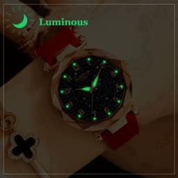Thumbnail Đồng Hồ Đeo Tay XIAOYA 1290 Thiết Kế Dây Da Mặt Kính Đầy Sao Xinh Xắn Cho Nữ 2