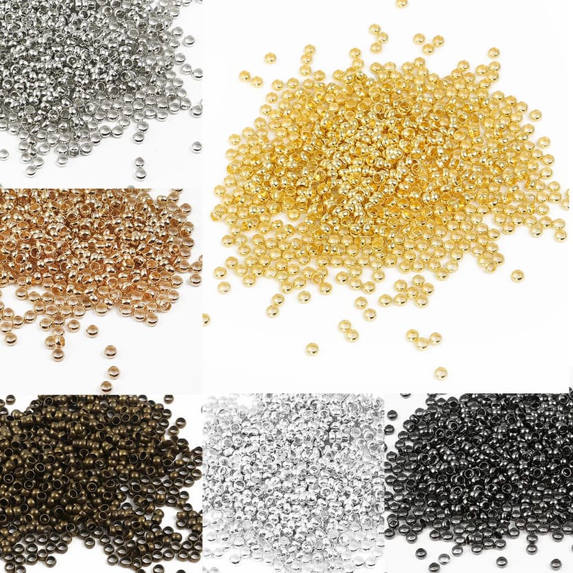 Ảnh Bộ 100-500 Hạt BeadiaTròn Bằng Đồng Nhiều Kích Cỡ Làm Trang Sức Thủ Công 1