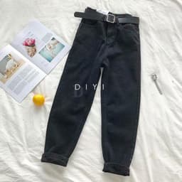 Thumbnail Daduhey Quần Jeans Nữ Lưng Cao Ống Đứng Thời Trang Hàn Quốc 4
