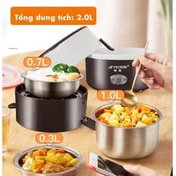 Thumbnail Hộp Đựng Cơm 3 Tầng Có Lõi Hâm Nóng Cơm Đã Nấu – Kèm Túi Giữ Nhiệt  Hình Trụ Cao Cấp Chính Hãng Amalife 4