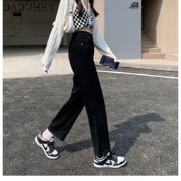 Thumbnail Quần jean màu đen lưng cao ống rộng thời trang dành cho nữ 1