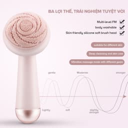 Thumbnail CkeyiN Máy rửa mặt hoạt động điện có đầu lăn mát xa silicone chống thấm nước sạc USB tiện lợi MR568 3