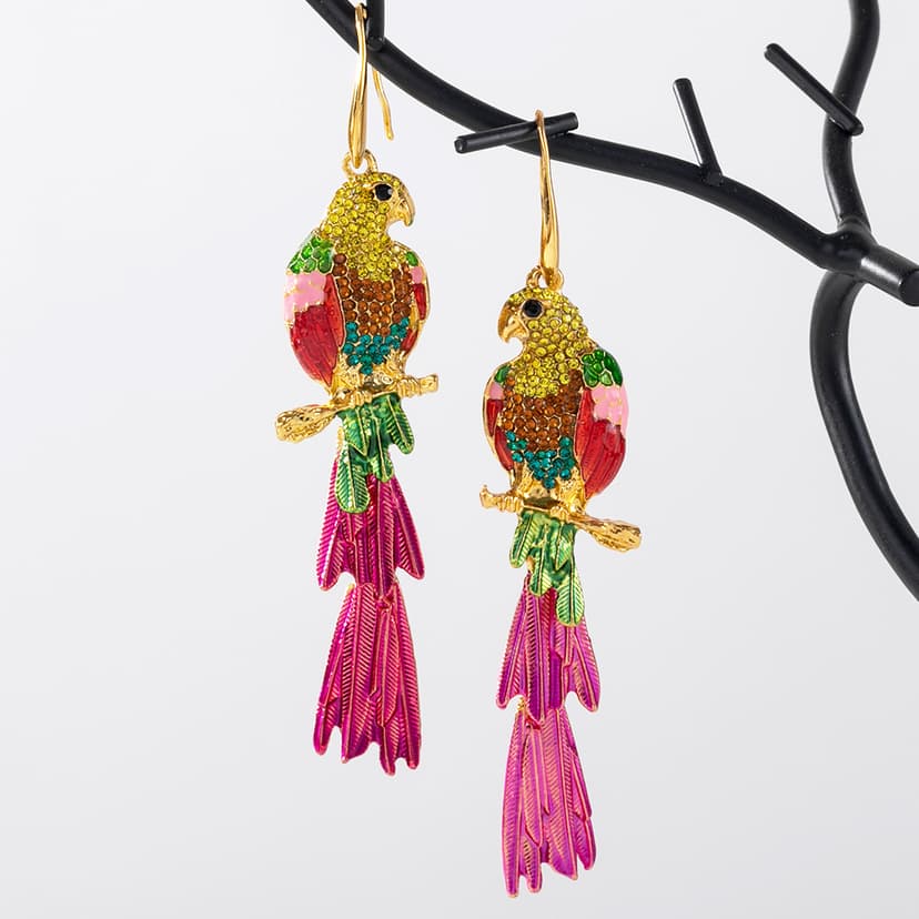 Ảnh Bông tai PINKDUDU OG078 dáng dài đính đá nhiều màu thời trang cho nữ 2