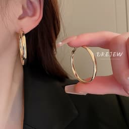 Thumbnail DREJEW Bông Tai Hình Tròn Bằng Kim Loại Cao Cấp Phong Cách Hàn Quốc 3
