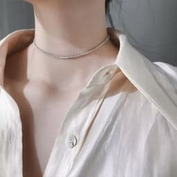 Thumbnail Vòng cổ CRRJU 008 mạ bạc 925 thiết kế đơn giản thời trang 4