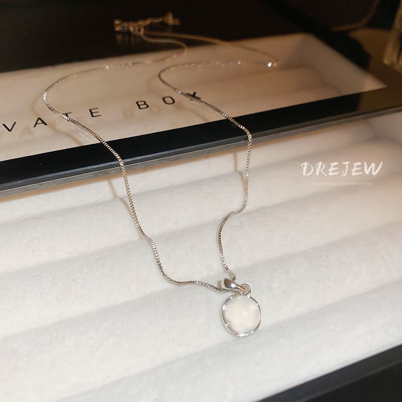 Ảnh DREJEW Vòng cổ Mặt Tròn Thiết Kế Đơn Giản Thời Trang 2