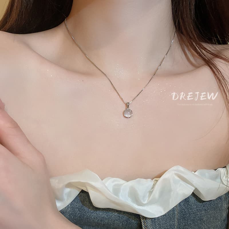 Ảnh DREJEW Vòng cổ Mặt Tròn Thiết Kế Đơn Giản Thời Trang 3