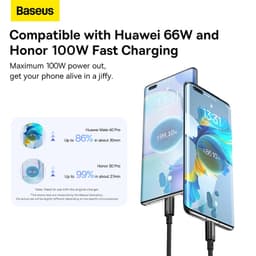 Thumbnail Cáp sạc nhanh USB C BASEUS 100W 6A cho Huawei P30 PD Xiaomi Samsung 2