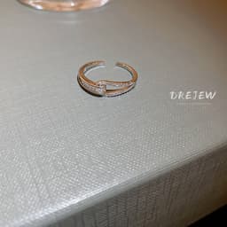 Thumbnail DREJEW Nhẫn Hở Đan Chéo Đính Đá Zircon Phong Cách Hàn Quốc Thời Trang 1