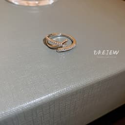 Thumbnail DREJEW Nhẫn Hở Đan Chéo Đính Đá Zircon Phong Cách Hàn Quốc Thời Trang 3