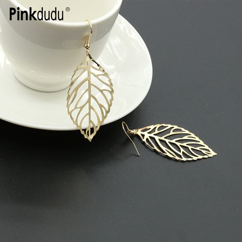 Ảnh Bông Tai Hợp Kim Dáng Dài Họa Tiết Lá Cây Mori Đơn Giản Thời Trang Cho Nữ PD1214 1