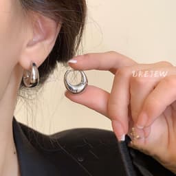 Thumbnail DREJEW khuyên tai kẹp kim loại cao cấp phong cách Hàn Quốc thời trang bông tai bạc 1