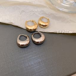 Thumbnail DREJEW khuyên tai kẹp kim loại cao cấp phong cách Hàn Quốc thời trang bông tai bạc 4