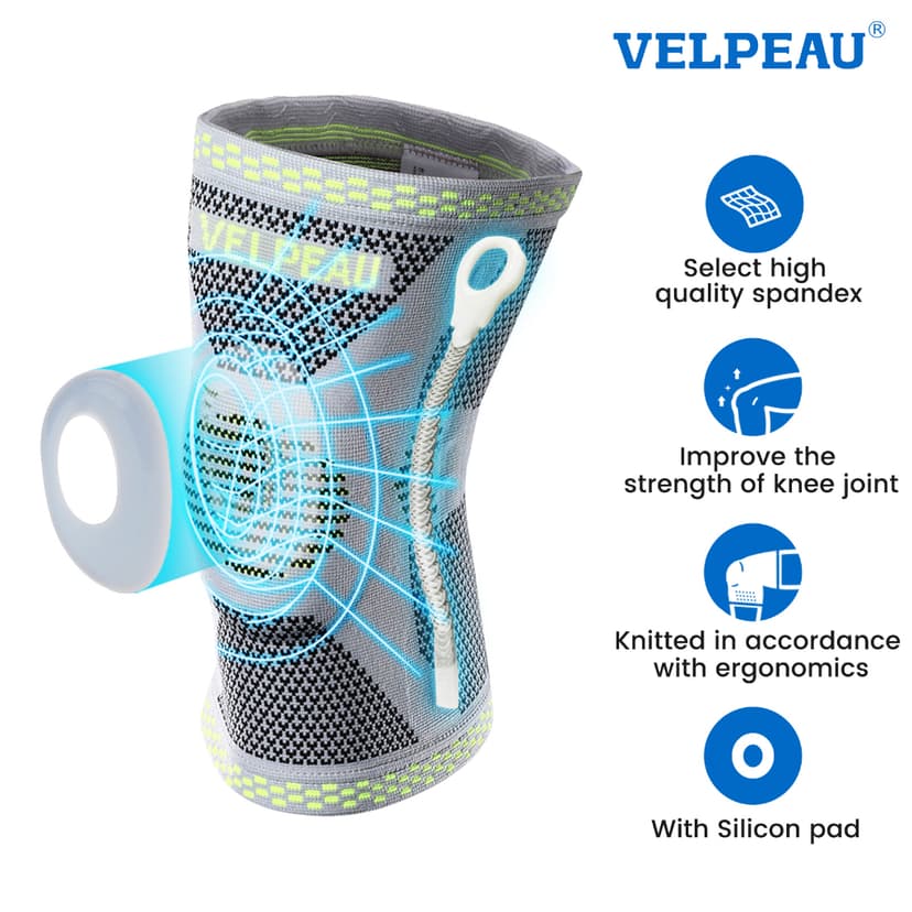 Ảnh VELPEAU Nẹp Đầu Gối Cho Viêm Khớp Đệm Đầu Gối Lò Xo Silicone Nén Dành Cho Bóng Rổ Quần Vợt Chạy Tay Hỗ Trợ Thể Thao 1 Cái 1