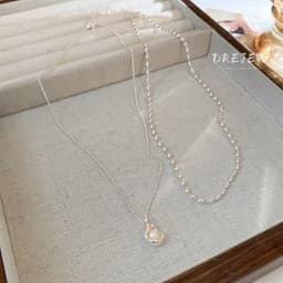 Thumbnail DREJEW Vòng cổ hai lớp hai lớp đính ngọc trai thời trang Pháp chất lượng cao 2