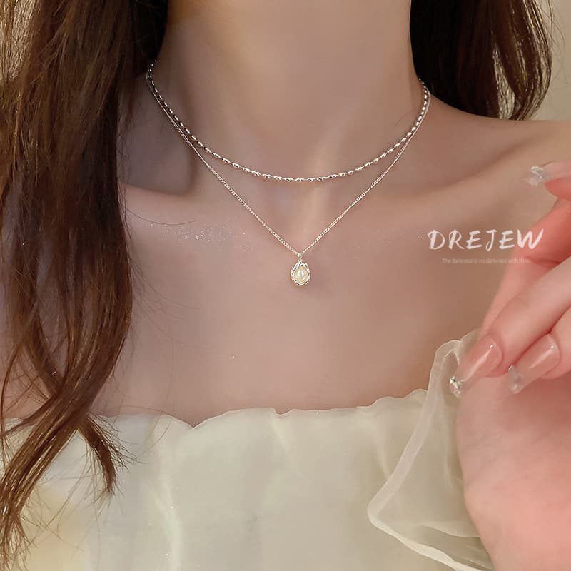 Ảnh DREJEW Vòng cổ hai lớp hai lớp đính ngọc trai thời trang Pháp chất lượng cao 4