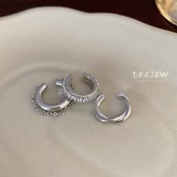 Thumbnail DREJEW Bộ 3 Bông Tai Kẹp Vành Tai Kim Loại Tua Rua Thiết Kế Đơn Giản Cá Tính Phong Cách Hàn Quốc 1