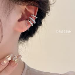 Thumbnail DREJEW Bộ 3 Bông Tai Kẹp Vành Tai Kim Loại Tua Rua Thiết Kế Đơn Giản Cá Tính Phong Cách Hàn Quốc 3