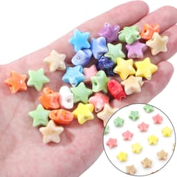 Thumbnail Set 10 hạt sứ BEADIA hình ngôi sao năm cánh 14mm nhiều màu sắc dùng làm trang sức DIY 4