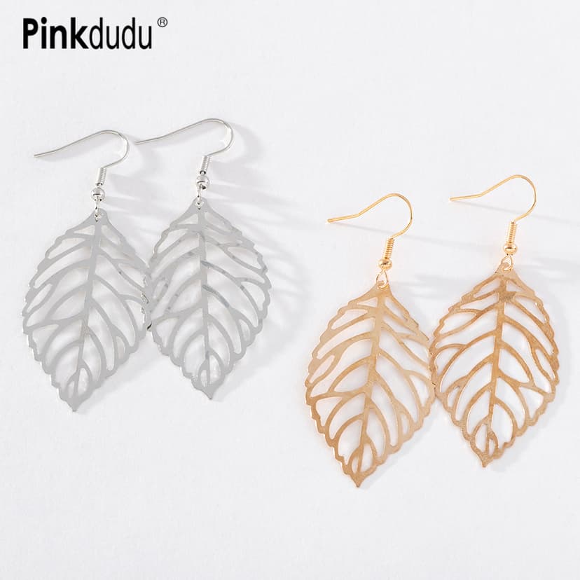 Ảnh Bông Tai Hợp Kim Dáng Dài Họa Tiết Lá Cây Mori Đơn Giản Thời Trang Cho Nữ PD1214 2