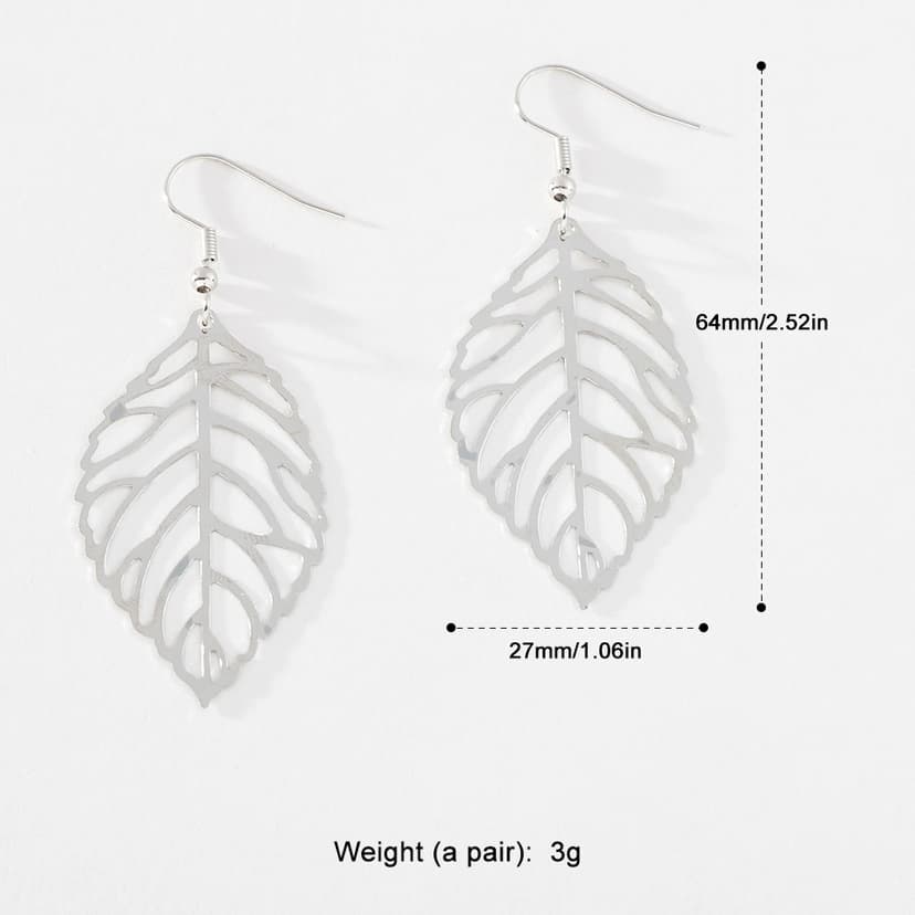 Ảnh Bông Tai Hợp Kim Dáng Dài Họa Tiết Lá Cây Mori Đơn Giản Thời Trang Cho Nữ PD1214 4