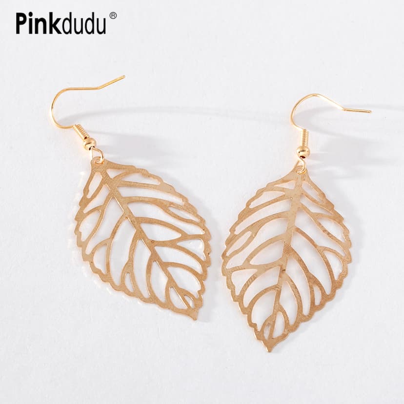 Ảnh Bông Tai Hợp Kim Dáng Dài Họa Tiết Lá Cây Mori Đơn Giản Thời Trang Cho Nữ PD1214 3