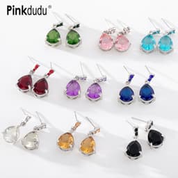 Thumbnail PINKDUDU Bông Tai Đính Đá Hình Giọt Nước 8 Màu Ngọt Ngào Dễ Phối Đồ Thời Trang PD1089 1