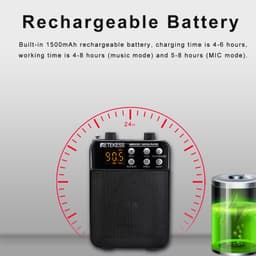 Thumbnail Hệ Thống Khuếch Đại Âm Thanh Không Dây Mini Retekess TR619 PA TT123 TR503 2.4G Kèm Mic Dùng Cho Giảng Dạy 2