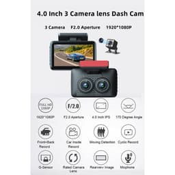 Thumbnail Camera Hành Trình DVR 4.0 Inch 3 Lens HD 1080P Góc Rộng 360 Độ Cho Xe Hơi 2