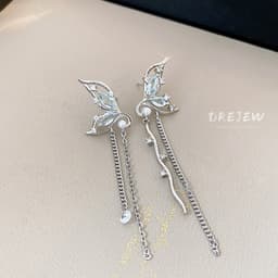Thumbnail DREJEW Bông Tai Dáng Dài Hình Bướm Đính Đá Zircon Phong Cách Hàn Quốc Thời Trang Cho Nữ 1