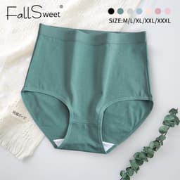 Thumbnail Quần Lót Cotton FallSweet Nữ Eo Cao Thoải Mái Màu Trơn Plus Size M-XXXL 1