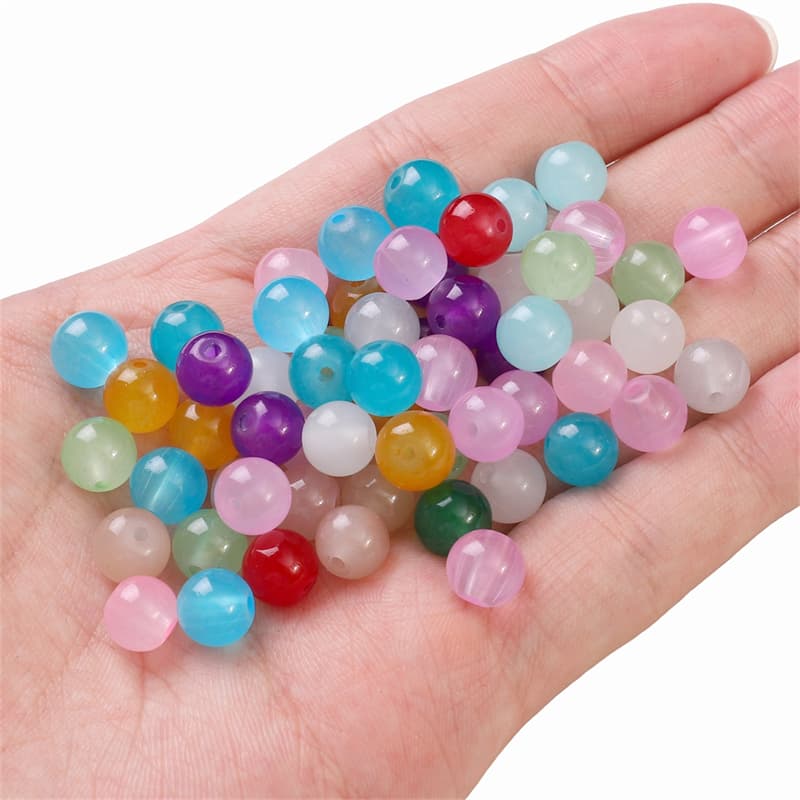 Ảnh Beadia Chuỗi Hạt Ngọc Bích Giả Bằng Nhựa 6 / 8mm Màu Trơn Dùng Làm Trang Sức DIY 4