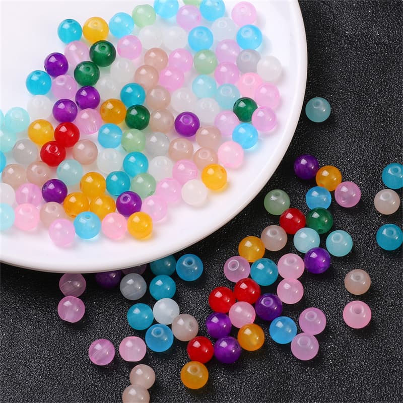 Ảnh Beadia Chuỗi Hạt Ngọc Bích Giả Bằng Nhựa 6 / 8mm Màu Trơn Dùng Làm Trang Sức DIY 2