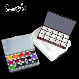 Thumbnail Seamiart 15 grids hộp tranh nhựa di động kín ẩm với nửa chảo cho màu nước dầu acrylic gouache paint subpackage 1