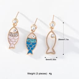 Thumbnail Bộ 3 Khuyên Tai Dáng Dài Bằng Hợp Kim Hình Cá Thời Trang Cho Nữ PD1442 2