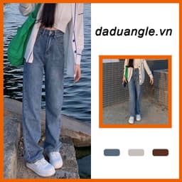 Thumbnail Daduhey Quần jean ống rộng eo cao phong cách retro Hàn Quốc 6 màu sắc tùy chọn 1