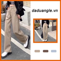 Thumbnail Daduhey Quần kaki trơn lưng cao ống rộng thời trang cá tính dành cho nữ 1
