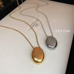 Thumbnail DREJEW Vòng cổ Thép Titan Mặt Hình oval Phong Cách Âu Mỹ Thời Trang Cho Nữ 2
