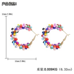 Thumbnail Khuyên tai PINKDUDU PD1617 dạng vòng đính hạt nhựa hợp kim cá tính thời trang cho nữ 1