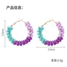 Thumbnail Khuyên tai PINKDUDU PD1617 dạng vòng đính hạt nhựa hợp kim cá tính thời trang cho nữ 2