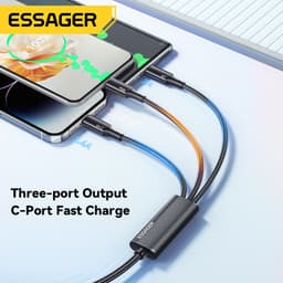 Thumbnail Dây cáp sạc ESSAGER 3 trong 1 Micro USB Type C IOS fsat cho Huawei Samsung 7A 100W 1