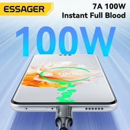 Thumbnail Dây cáp sạc ESSAGER 3 trong 1 Micro USB Type C IOS fsat cho Huawei Samsung 7A 100W 2