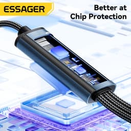 Thumbnail Dây cáp sạc ESSAGER 3 trong 1 Micro USB Type C IOS fsat cho Huawei Samsung 7A 100W 3