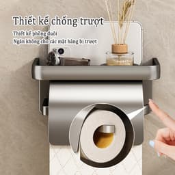 Thumbnail Giá treo cuộn giấy vệ sinh MEIDOO có ngăn giữ đồ dán tường tiện lợi nâng cấp có nắp 3