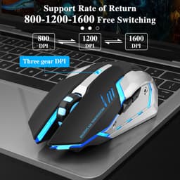 Thumbnail Chuột gaming GOOJODOQ không dây 2400 DPI 2.4G tiết kiệm pin phù hơp làm việc văn phòng chơi game sạc lại cổng USB 1