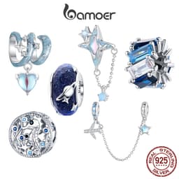 Thumbnail Hạt xỏ BAMOER SCC1284 bạc 925 thủy tinh kiểu bầu trời đêm ngôi sao dải ngân hà làm vòng đeo tay cho nữ 1