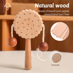 Thumbnail Trống Lục Lạc Đồ Chơi Hình Bánh Quy Bằng Gỗ Cho Bé 4
