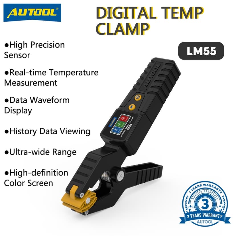 Ảnh AUTOOL LM55 Kẹp kiểm tra nhiệt độ kỹ thuật số -50~150°C Hiển thị dữ liệu dạng sóng Cảm biến chính xác Đo nhiệt độ thời gian thực 1