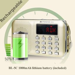 Thumbnail Radio Kỹ Thuật Số Retekess PR11 FM AM Kèm Máy Nghe Nhạc MP3 Màu Đỏ Hoặc Vàng Kèm Màn Hình Hiển Thị 3
