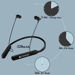Thumbnail Tai Nghe Bluetooth Retekess TR108 FM Đeo Cổ Hỗ Trợ Đài FM Có Thể Sạc Lại Và Hiển Thị Kỹ Thuật Số Dùng Khi Đi Bộ 2
